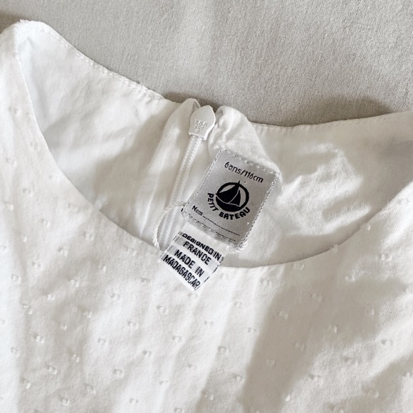 Petit Bateau Girls White Dress (6 YR) - Picture 2 of 2